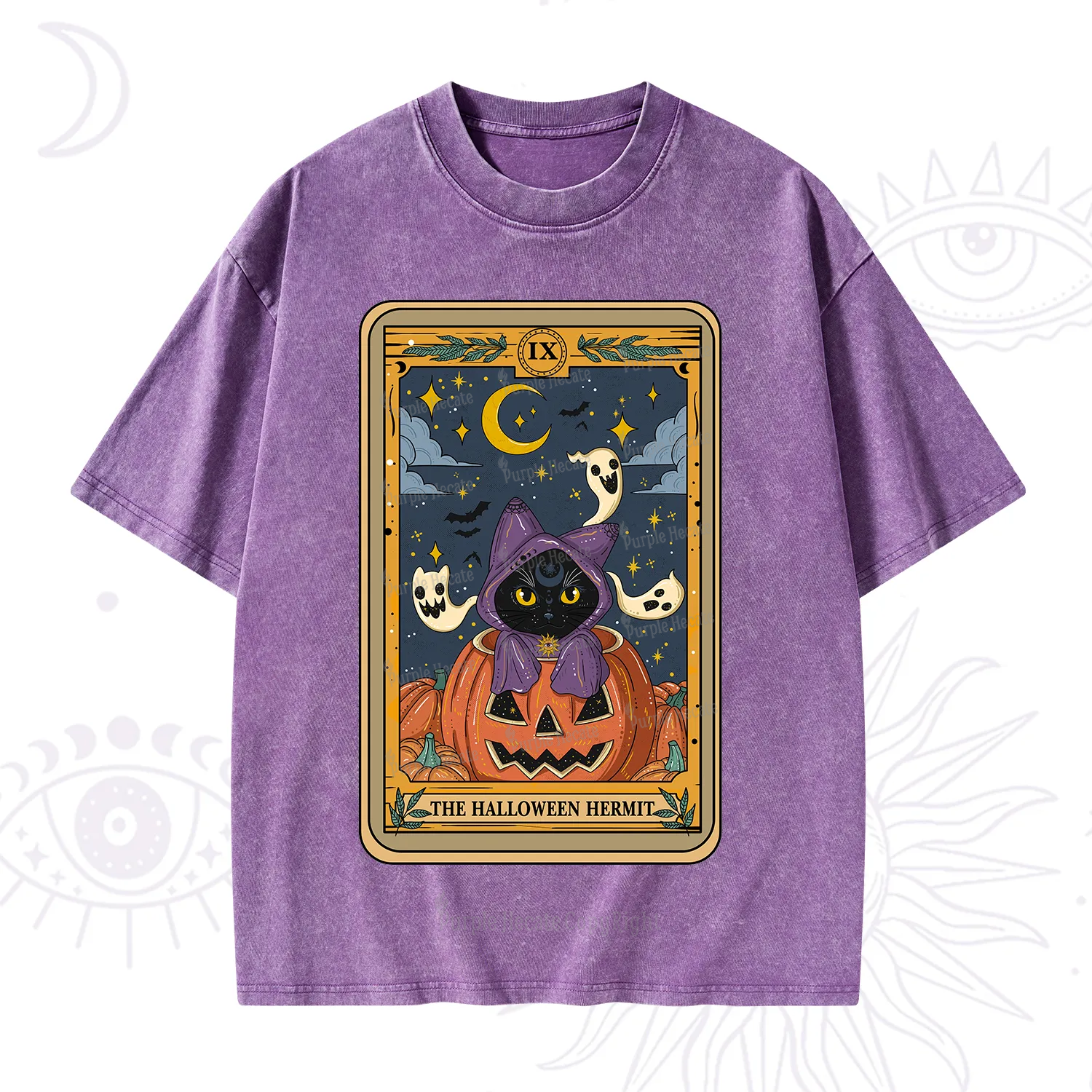 Purplehecate The Halloween Hermit Tarot Washed T-Shirt