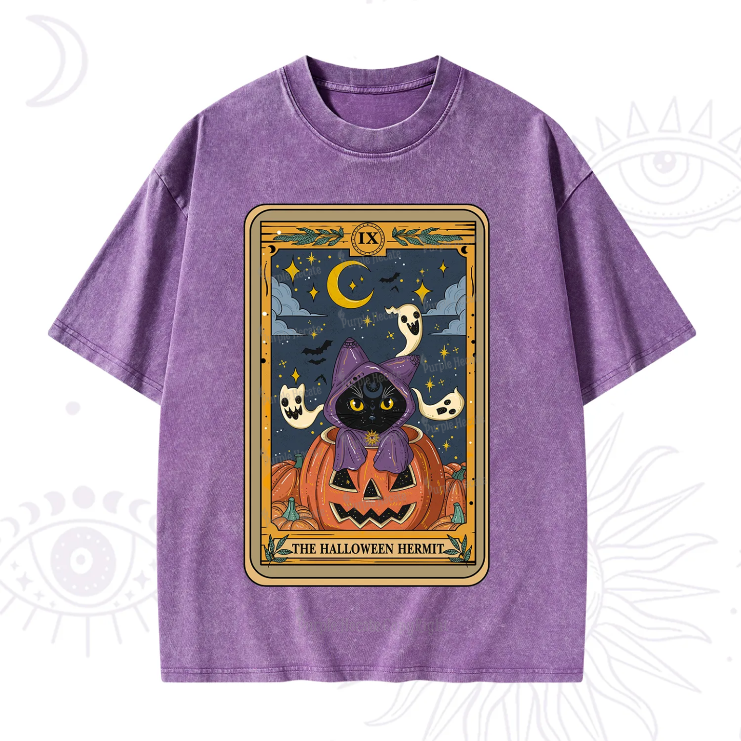 Purplehecate The Halloween Hermit Tarot Washed T-Shirt