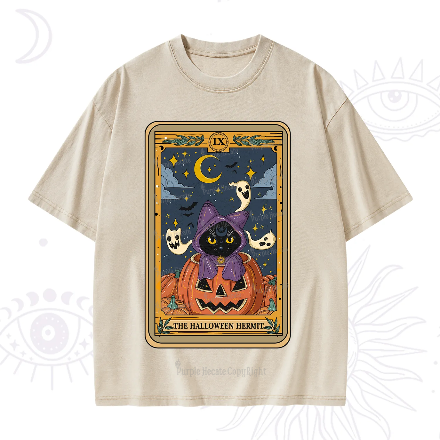 Purplehecate The Halloween Hermit Tarot Washed T-Shirt