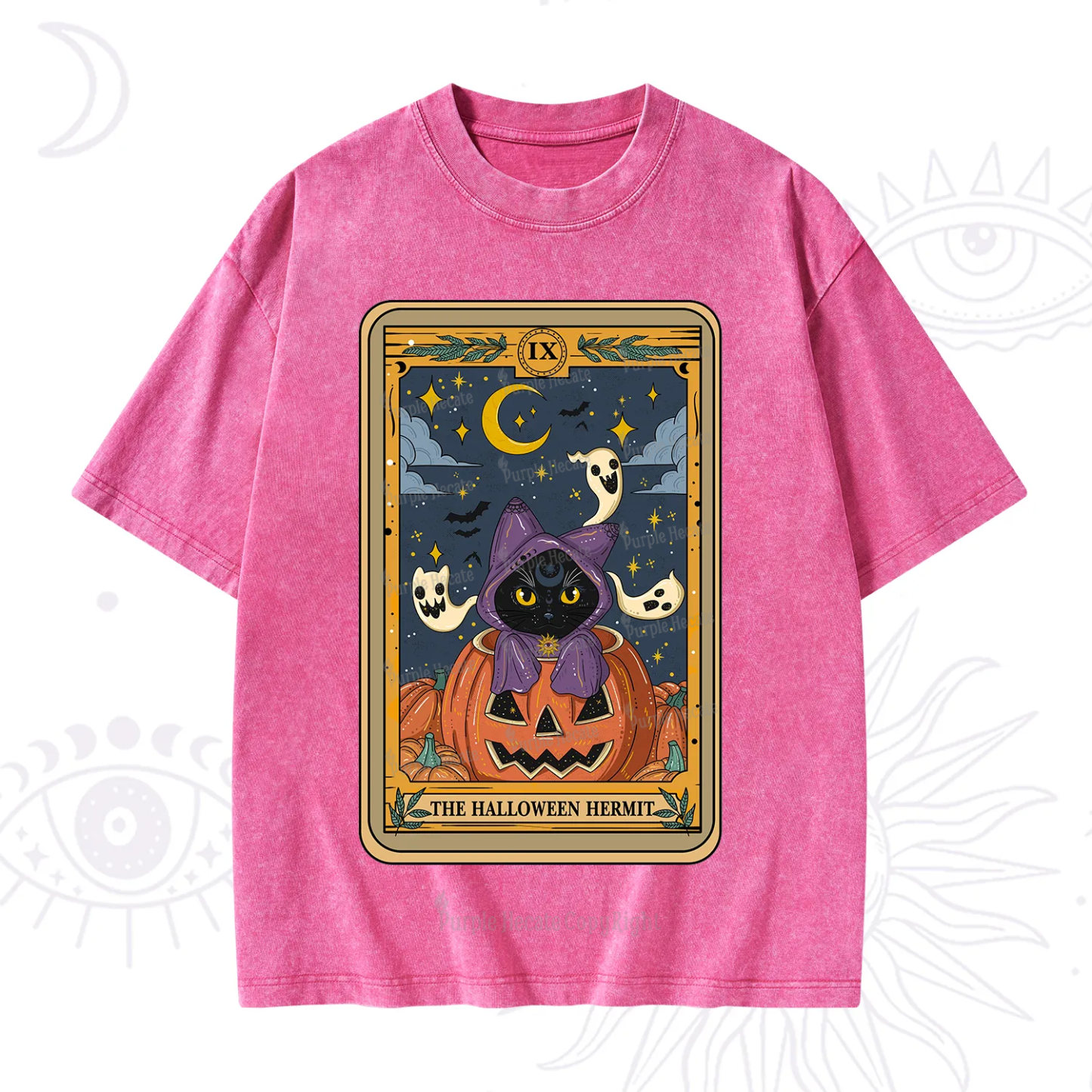 Purplehecate The Halloween Hermit Tarot Washed T-Shirt