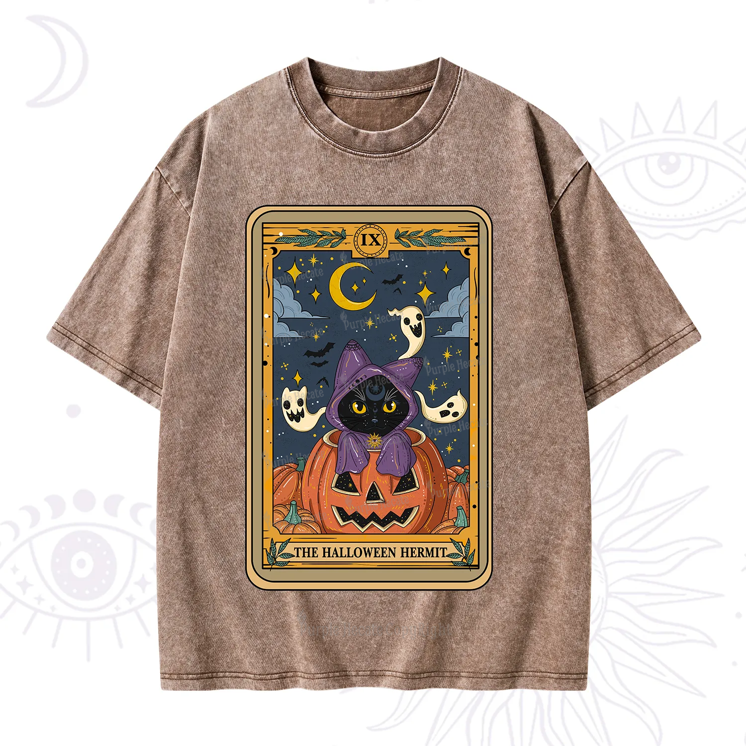 Purplehecate The Halloween Hermit Tarot Washed T-Shirt