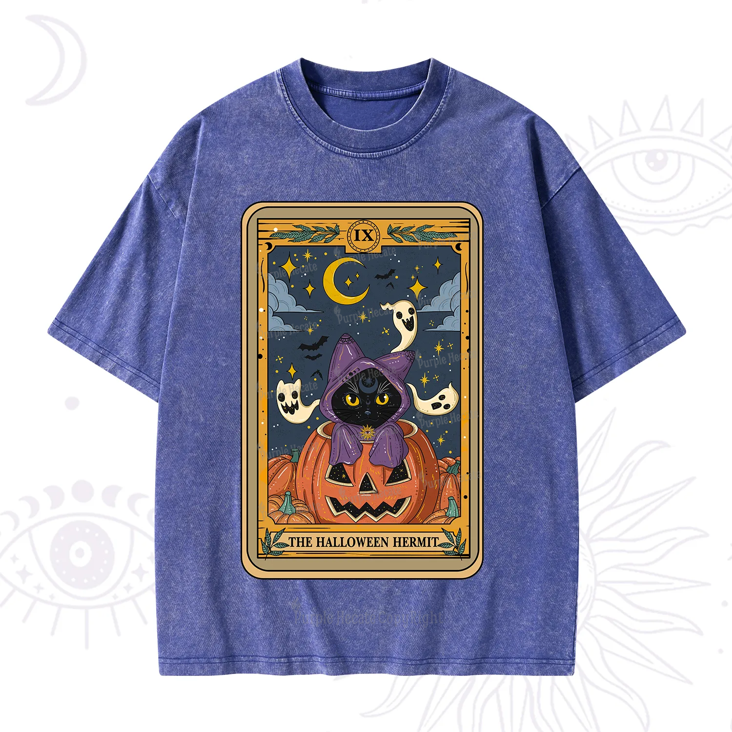 Purplehecate The Halloween Hermit Tarot Washed T-Shirt
