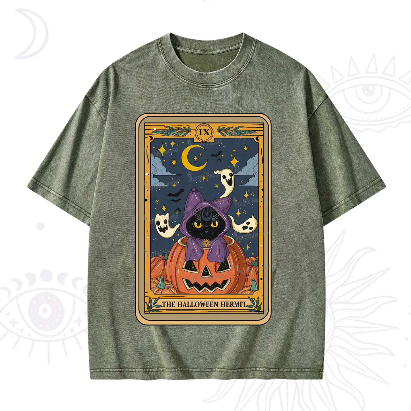 Purplehecate The Halloween Hermit Tarot Washed T-Shirt