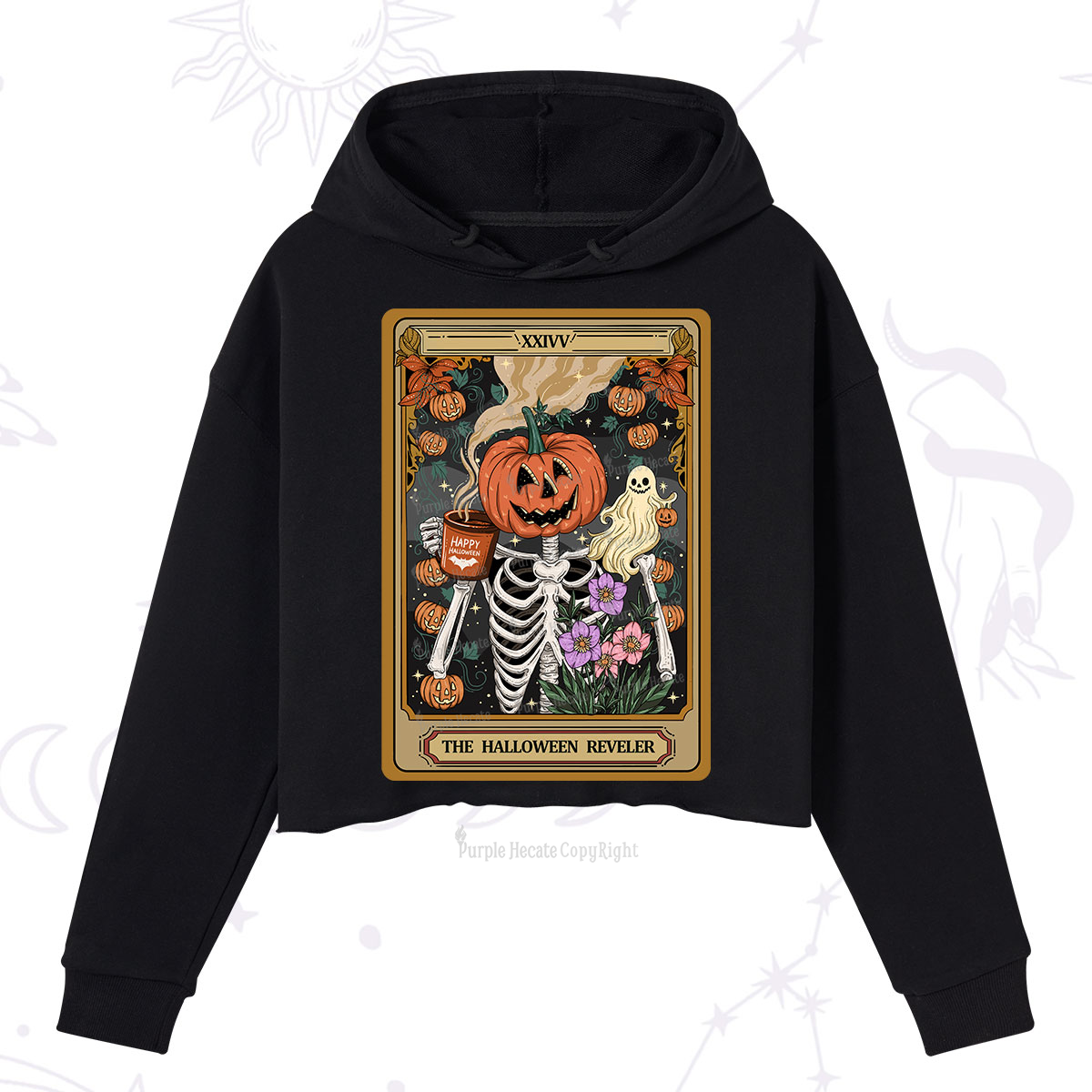 Purplehecate The Halloween Reveler Tarot Crop Hoodie