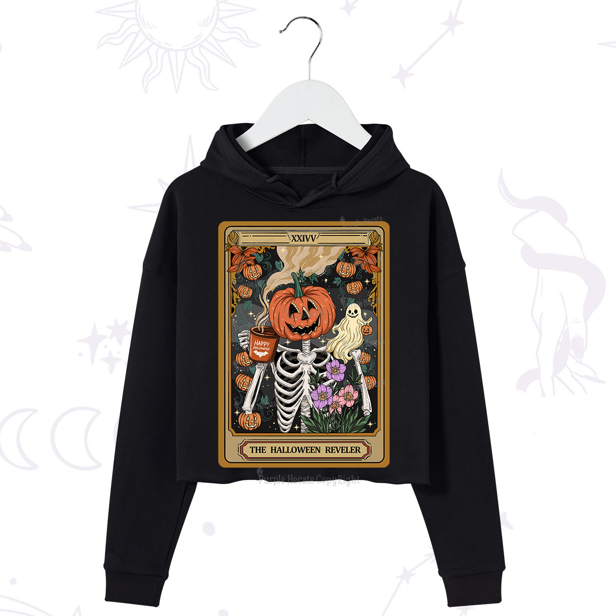Purplehecate The Halloween Reveler Tarot Crop Hoodie