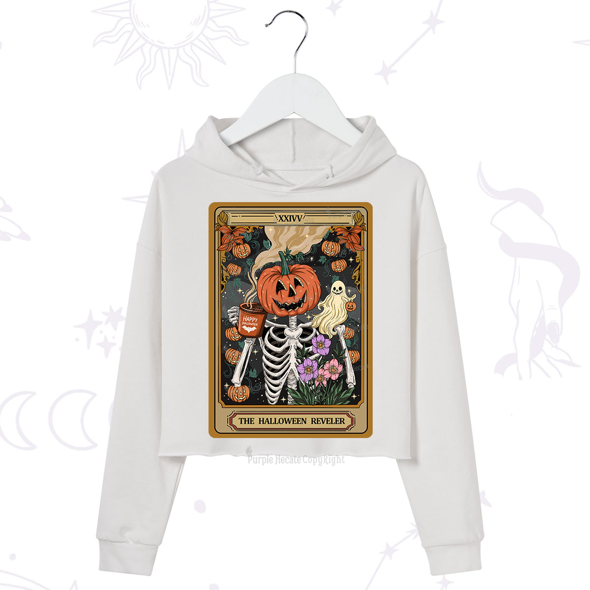 Purplehecate The Halloween Reveler Tarot Crop Hoodie