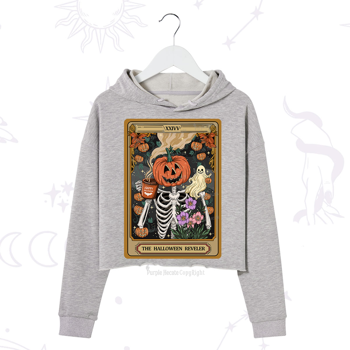 Purplehecate The Halloween Reveler Tarot Crop Hoodie
