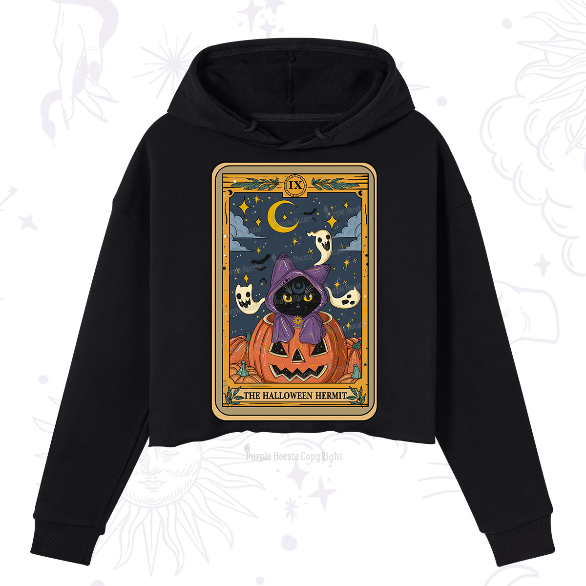 Purplehecate The Halloween Hermit Tarot Crop Hoodie