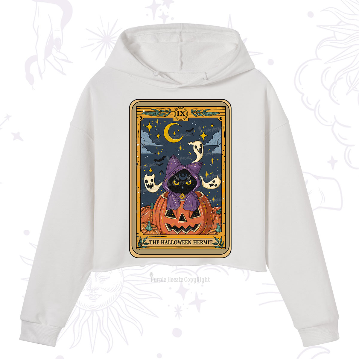 Purplehecate The Halloween Hermit Tarot Crop Hoodie