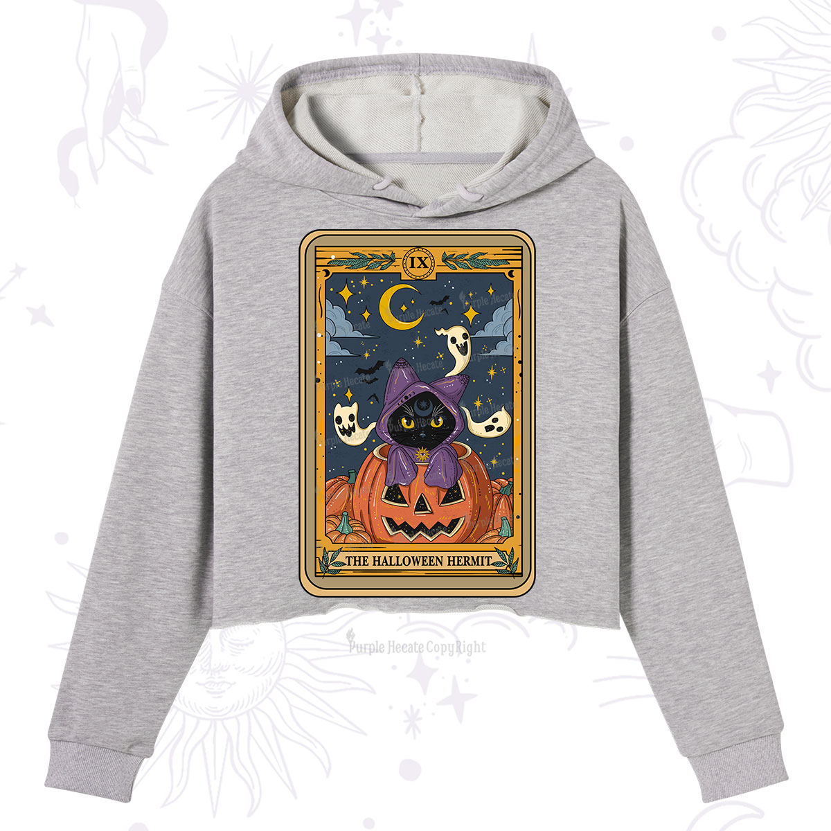 Purplehecate The Halloween Hermit Tarot Crop Hoodie