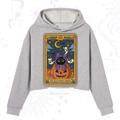 Purplehecate The Halloween Hermit Tarot Crop Hoodie