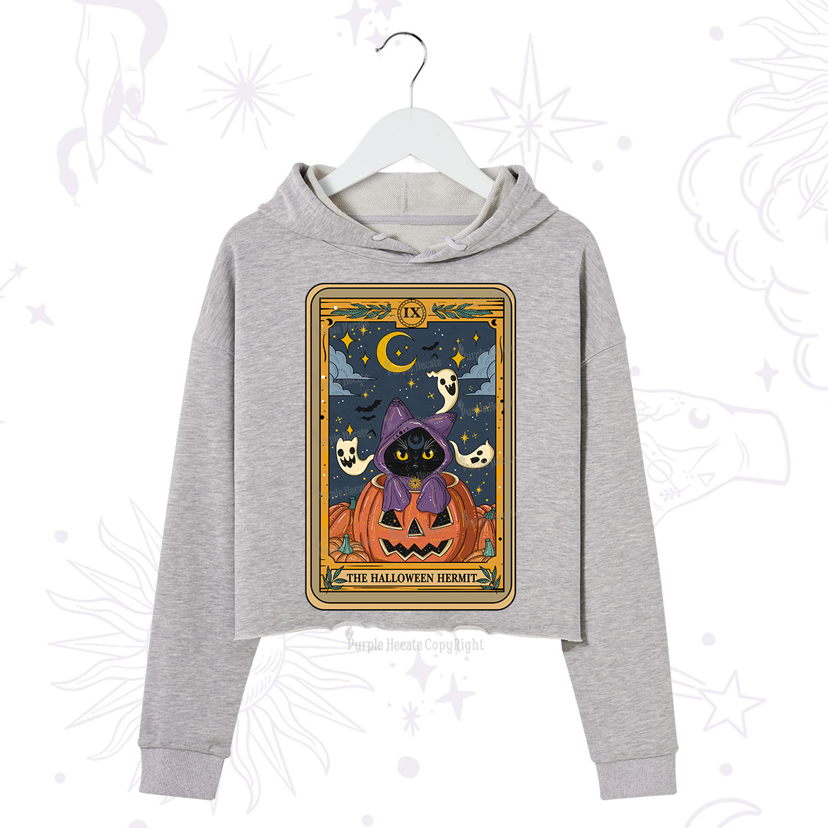 Purplehecate The Halloween Hermit Tarot Crop Hoodie