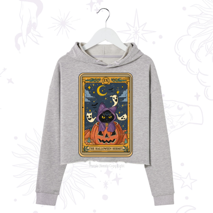 Purplehecate The Halloween Hermit Tarot Crop Hoodie