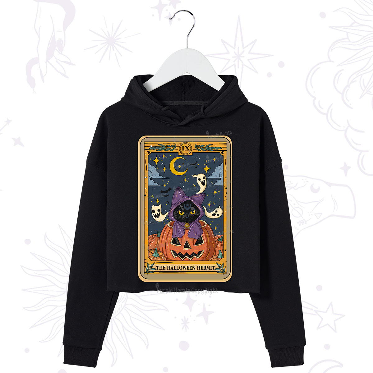 Purplehecate The Halloween Hermit Tarot Crop Hoodie