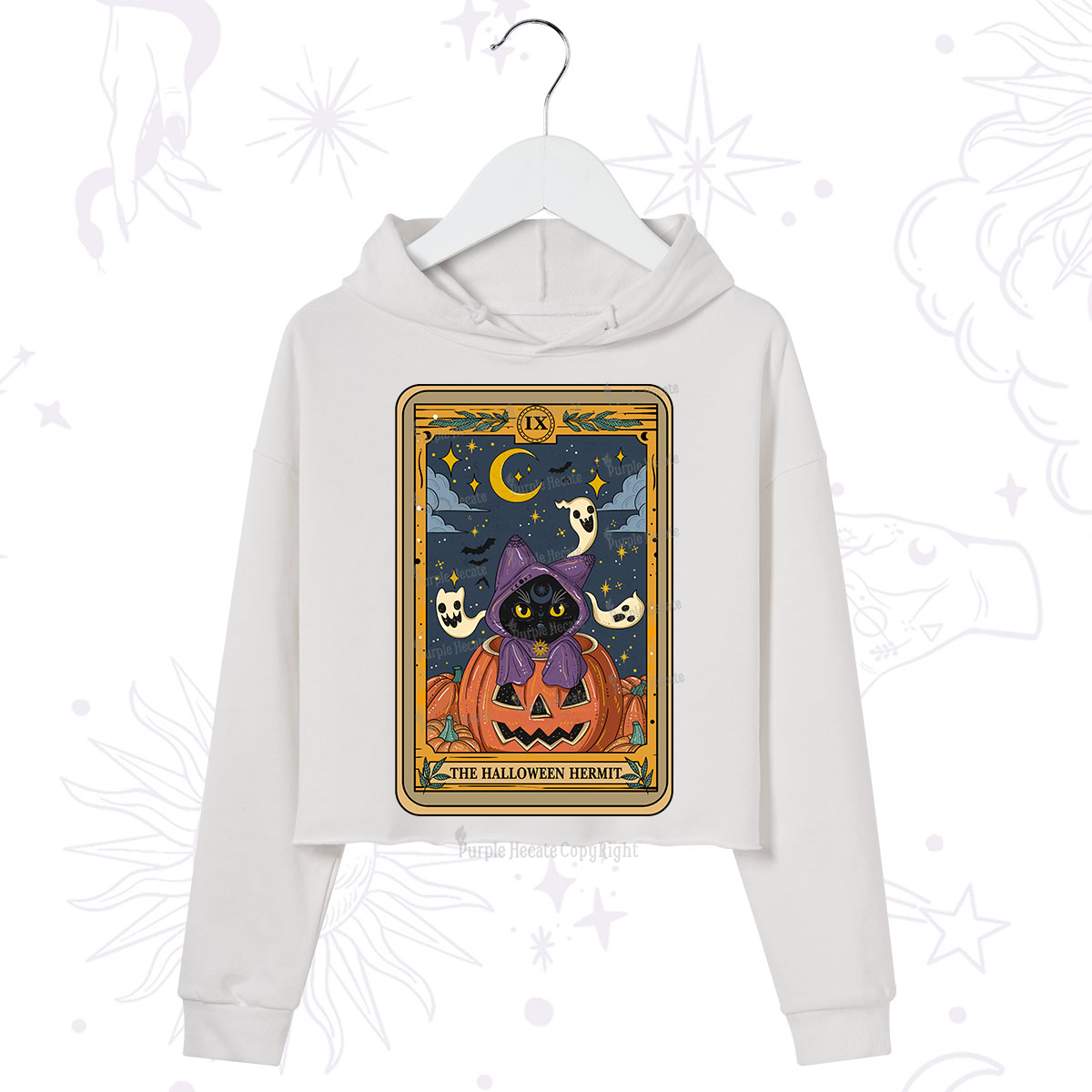 Purplehecate The Halloween Hermit Tarot Crop Hoodie