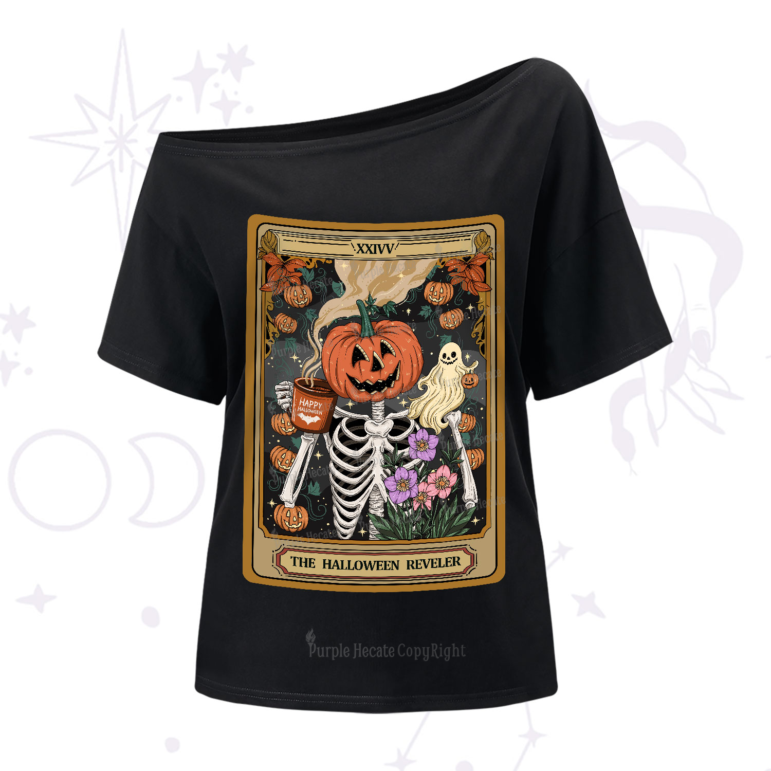 Purplehecate The Halloween Reveler Tarot One-Shoulder T-Shirt