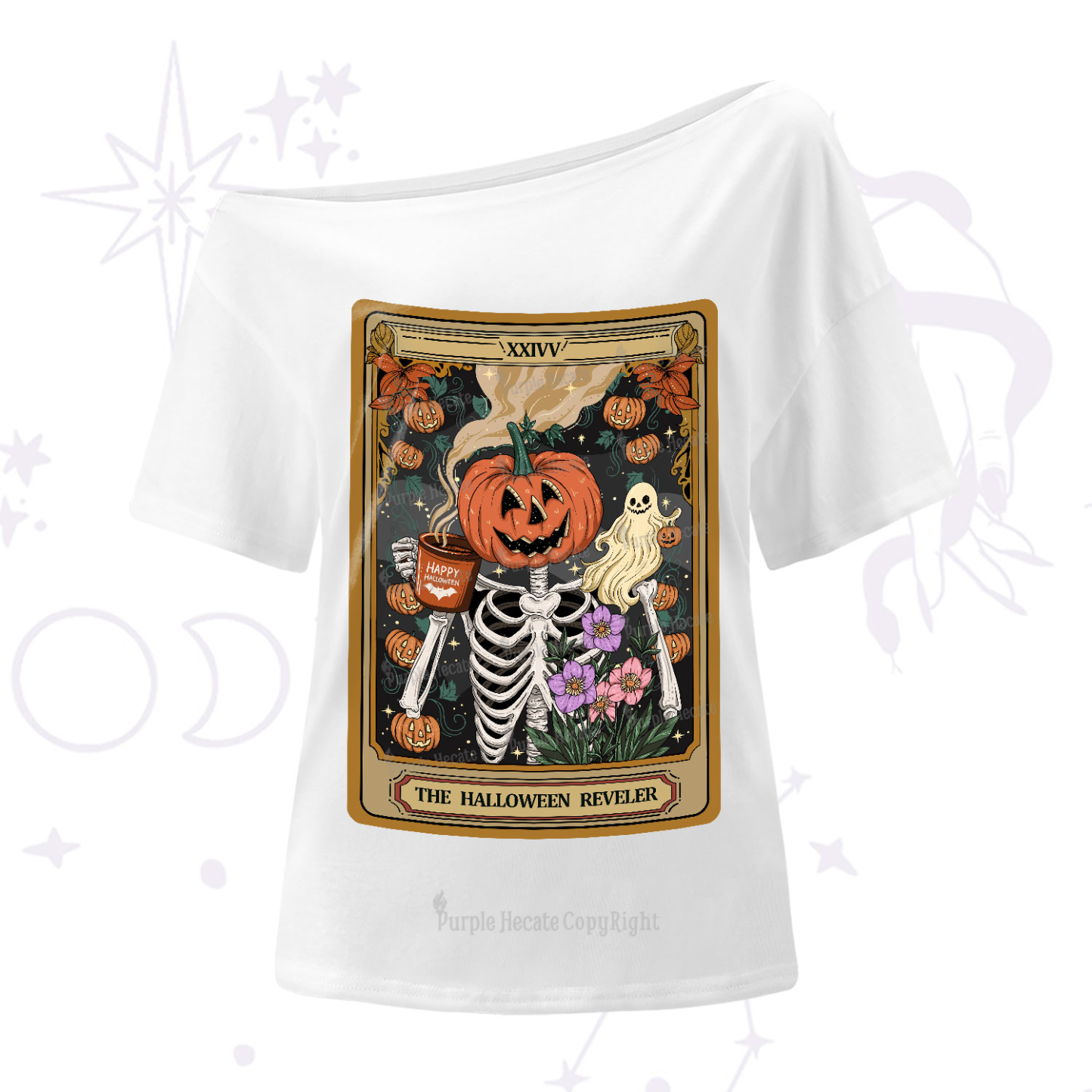 Purplehecate The Halloween Reveler Tarot One-Shoulder T-Shirt