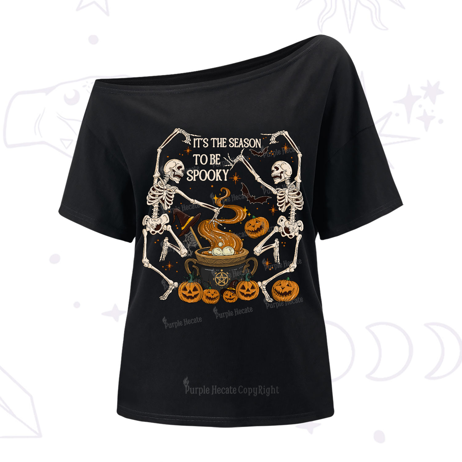 Purplehecate Halloween It's the Season to be Spooky One-Shoulder T-Shirt