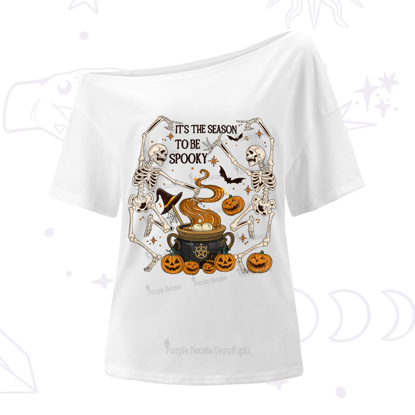 Purplehecate Halloween It's the Season to be Spooky One-Shoulder T-Shirt
