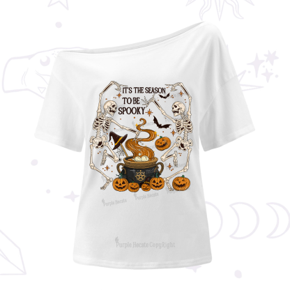 Purplehecate Halloween It's the Season to be Spooky One-Shoulder T-Shirt