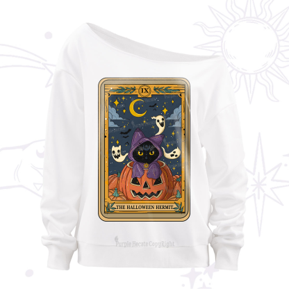 Purplehecate The Halloween Hermit Tarot Off The Shoulder Sweatshirt