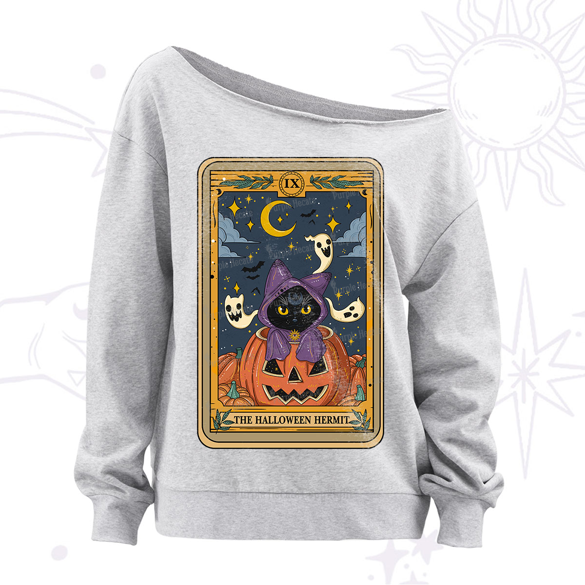Purplehecate The Halloween Hermit Tarot Off The Shoulder Sweatshirt