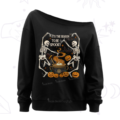 Purplehecate Halloween It's the Season to be Spooky Off The Shoulder Sweatshirt