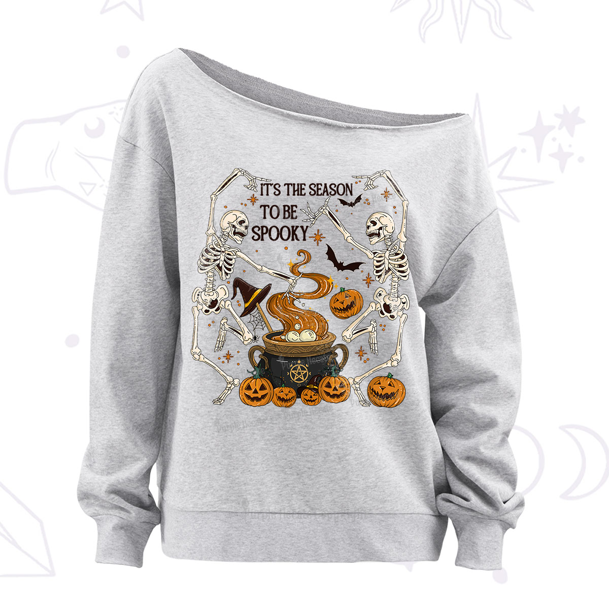 Purplehecate Halloween It's the Season to be Spooky Off The Shoulder Sweatshirt