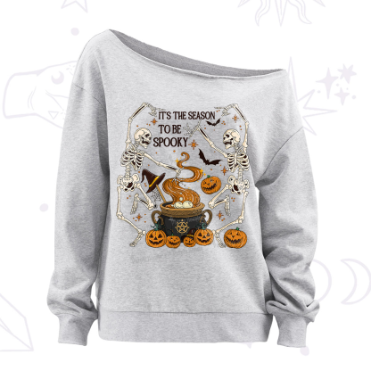 Purplehecate Halloween It's the Season to be Spooky Off The Shoulder Sweatshirt