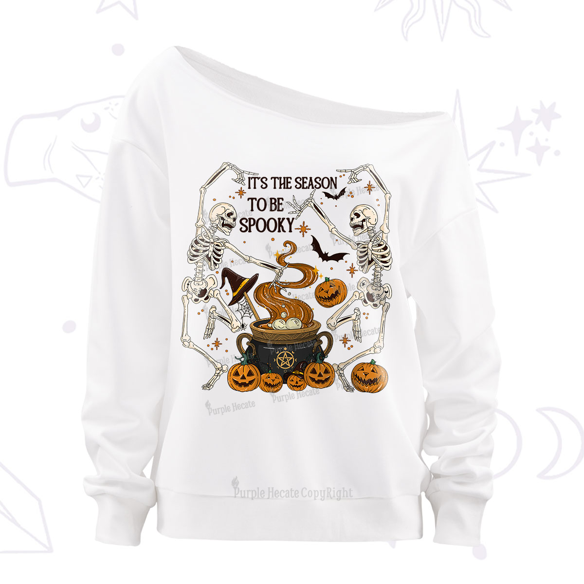 Purplehecate Halloween It's the Season to be Spooky Off The Shoulder Sweatshirt