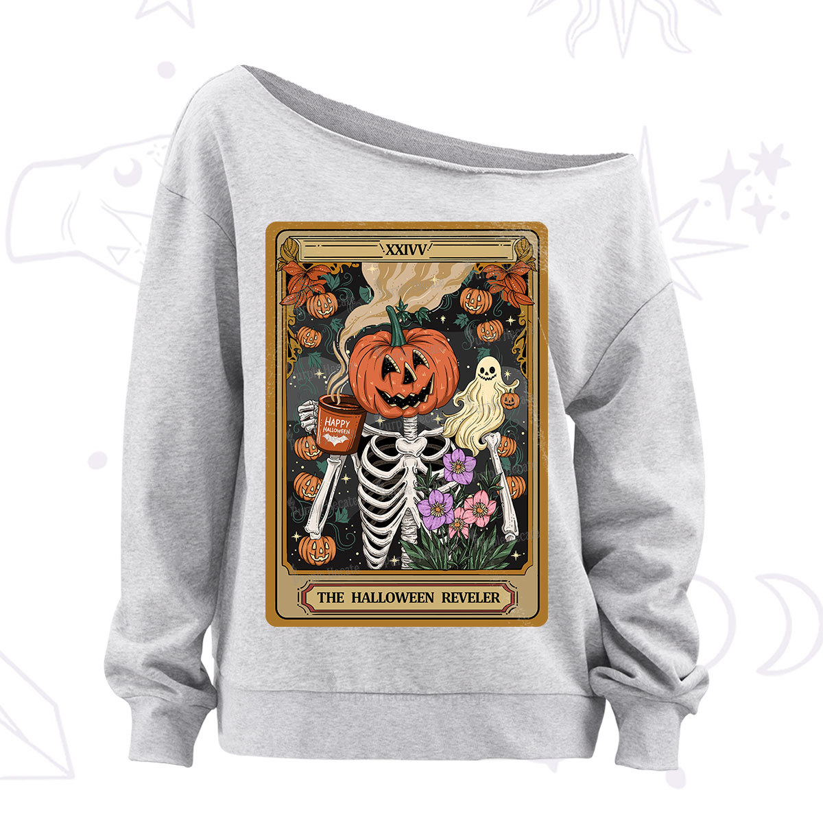 Purplehecate The Halloween Reveler Tarot Off The Shoulder Sweatshirt