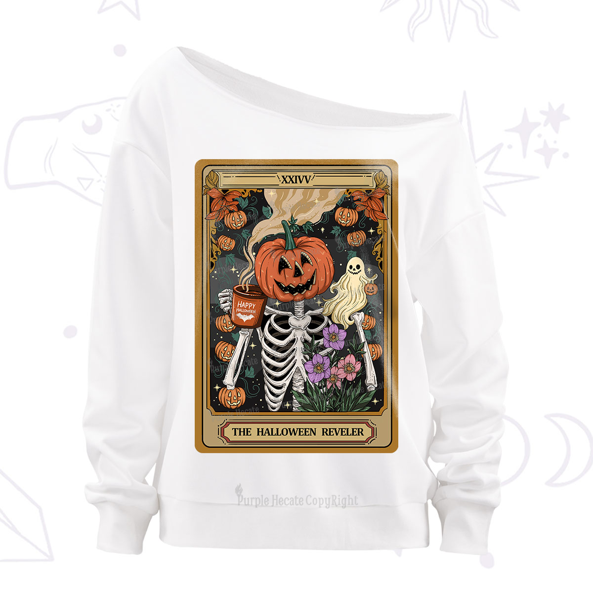 Purplehecate The Halloween Reveler Tarot Off The Shoulder Sweatshirt