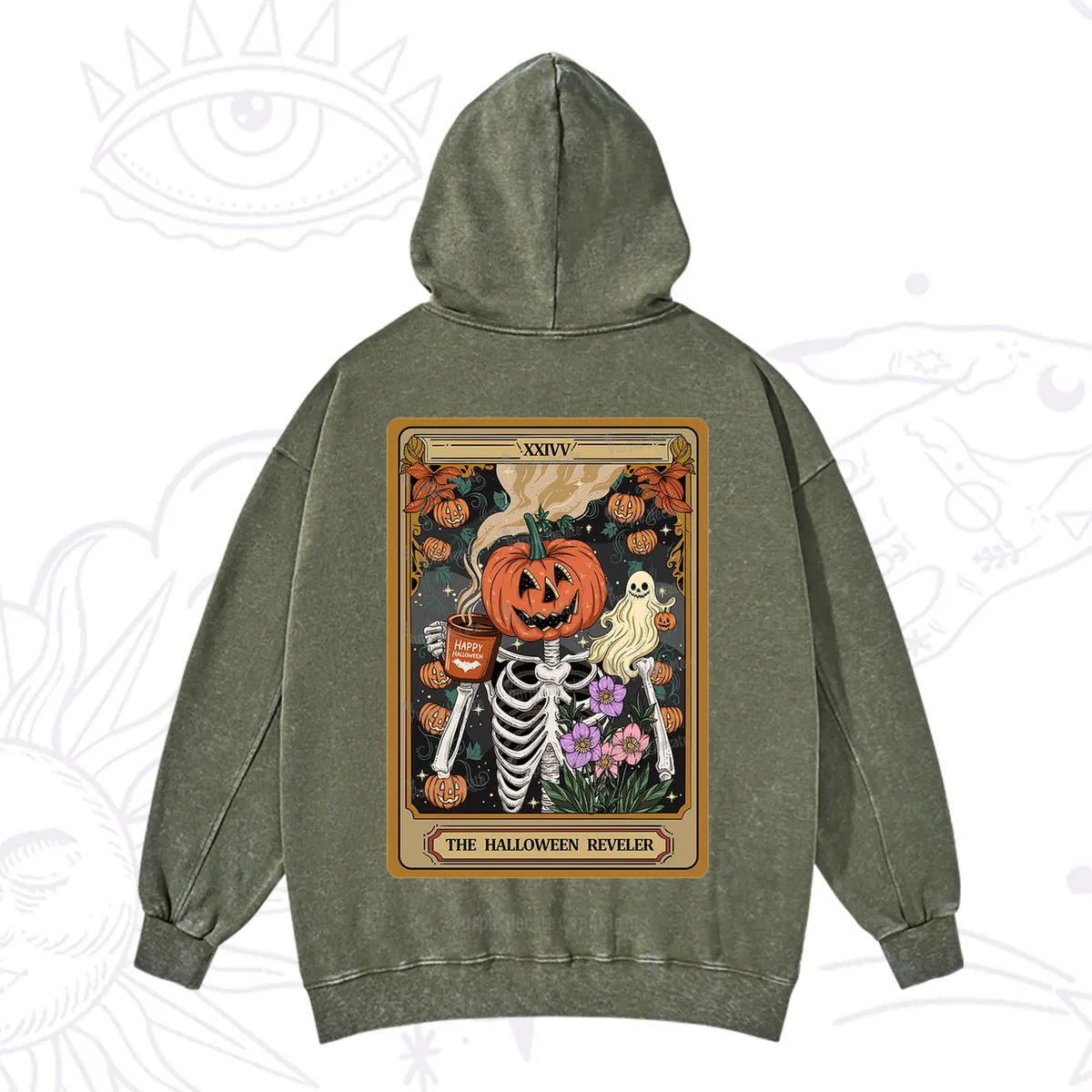 Purplehecate The Halloween Reveler Tarot Washed Hoodie