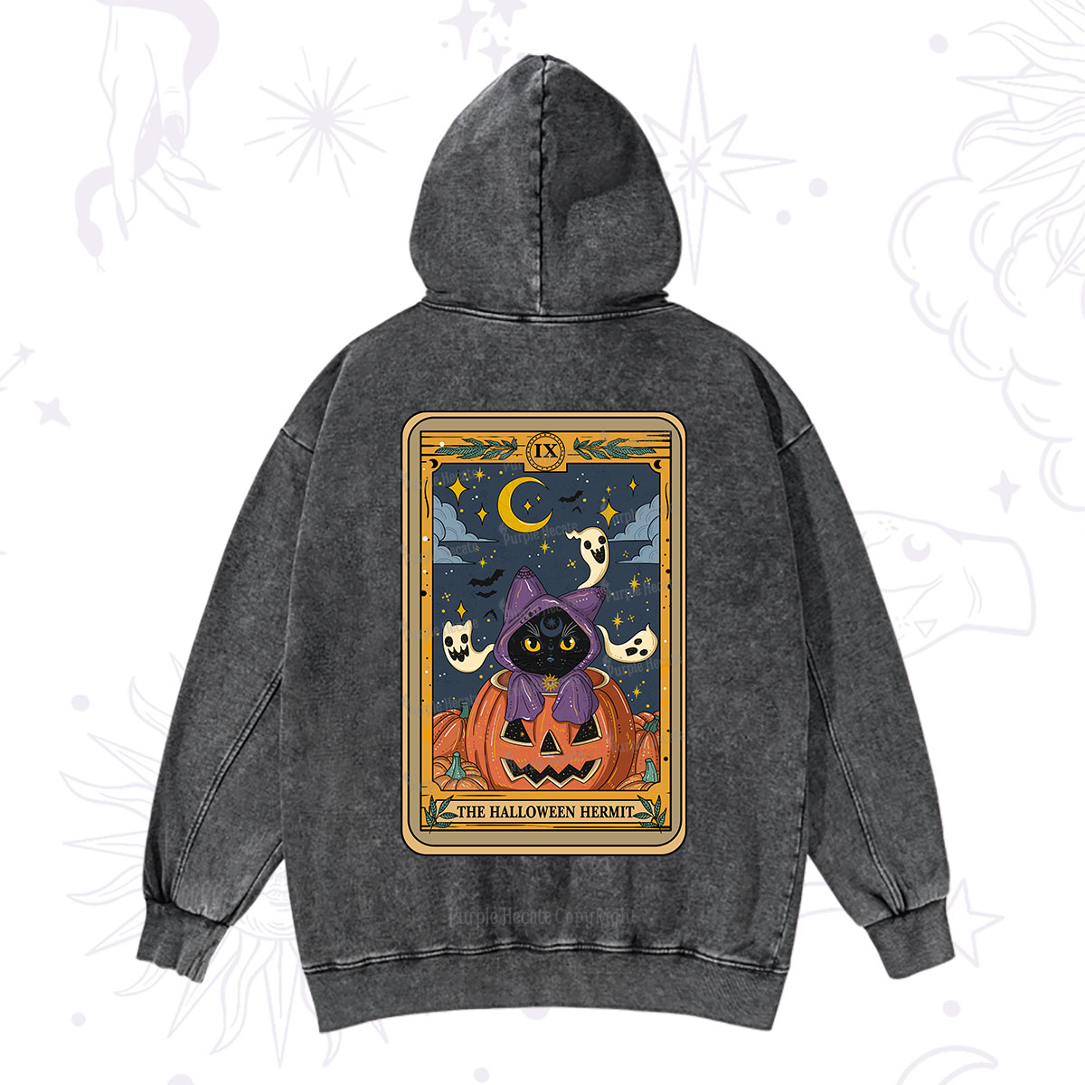 Purplehecate The Halloween Hermit Tarot Washed Hoodie