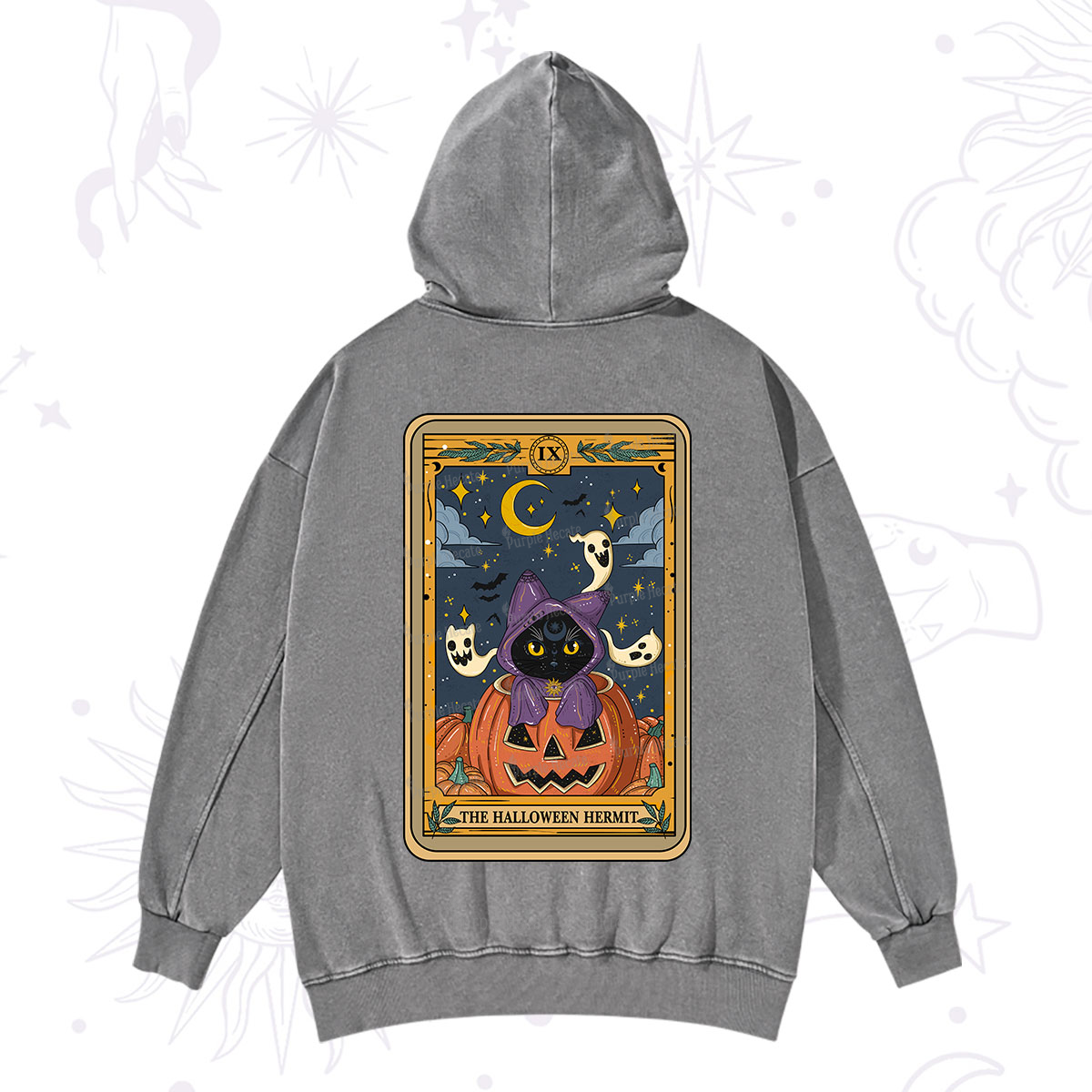 Purplehecate The Halloween Hermit Tarot Washed Hoodie