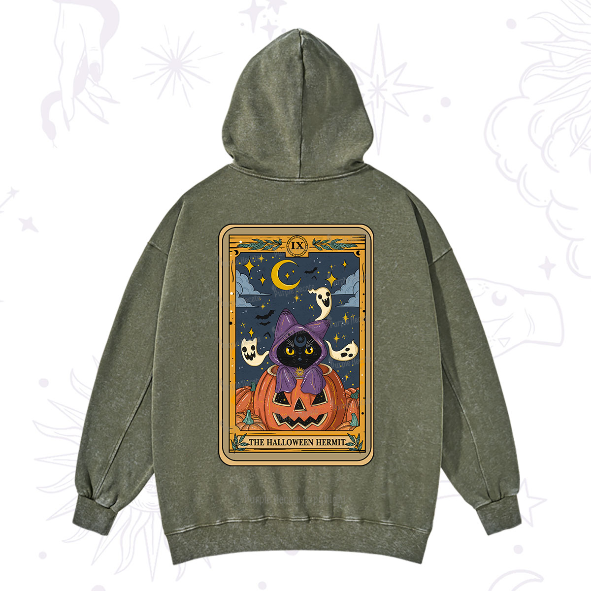 Purplehecate The Halloween Hermit Tarot Washed Hoodie