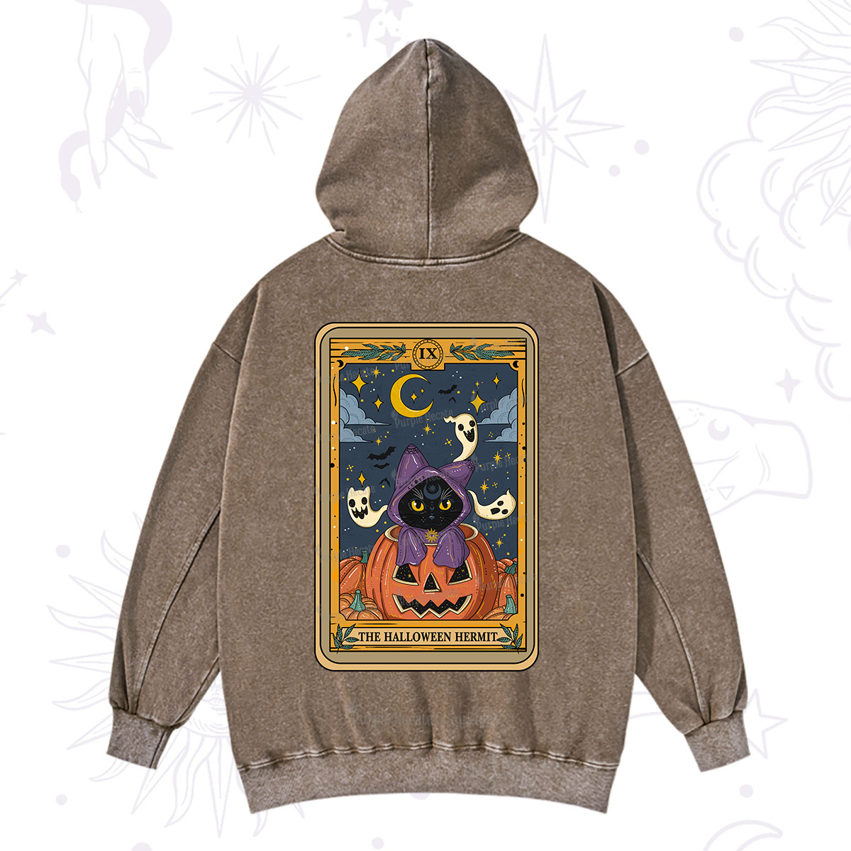 Purplehecate The Halloween Hermit Tarot Washed Hoodie