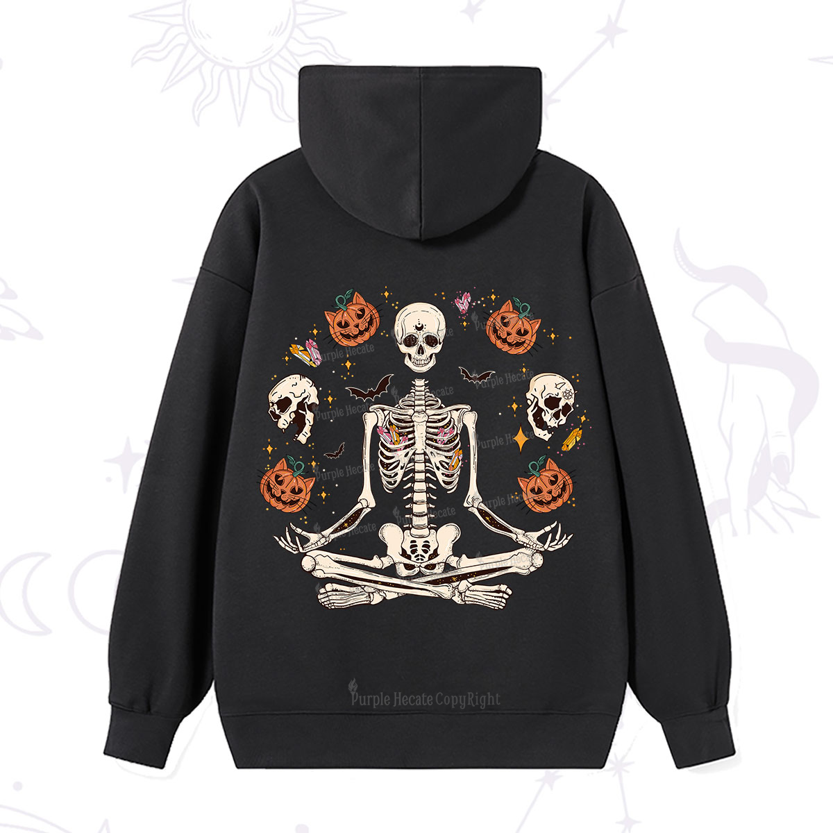 Purplehecate Funny Skeleton Halloween Hoodie