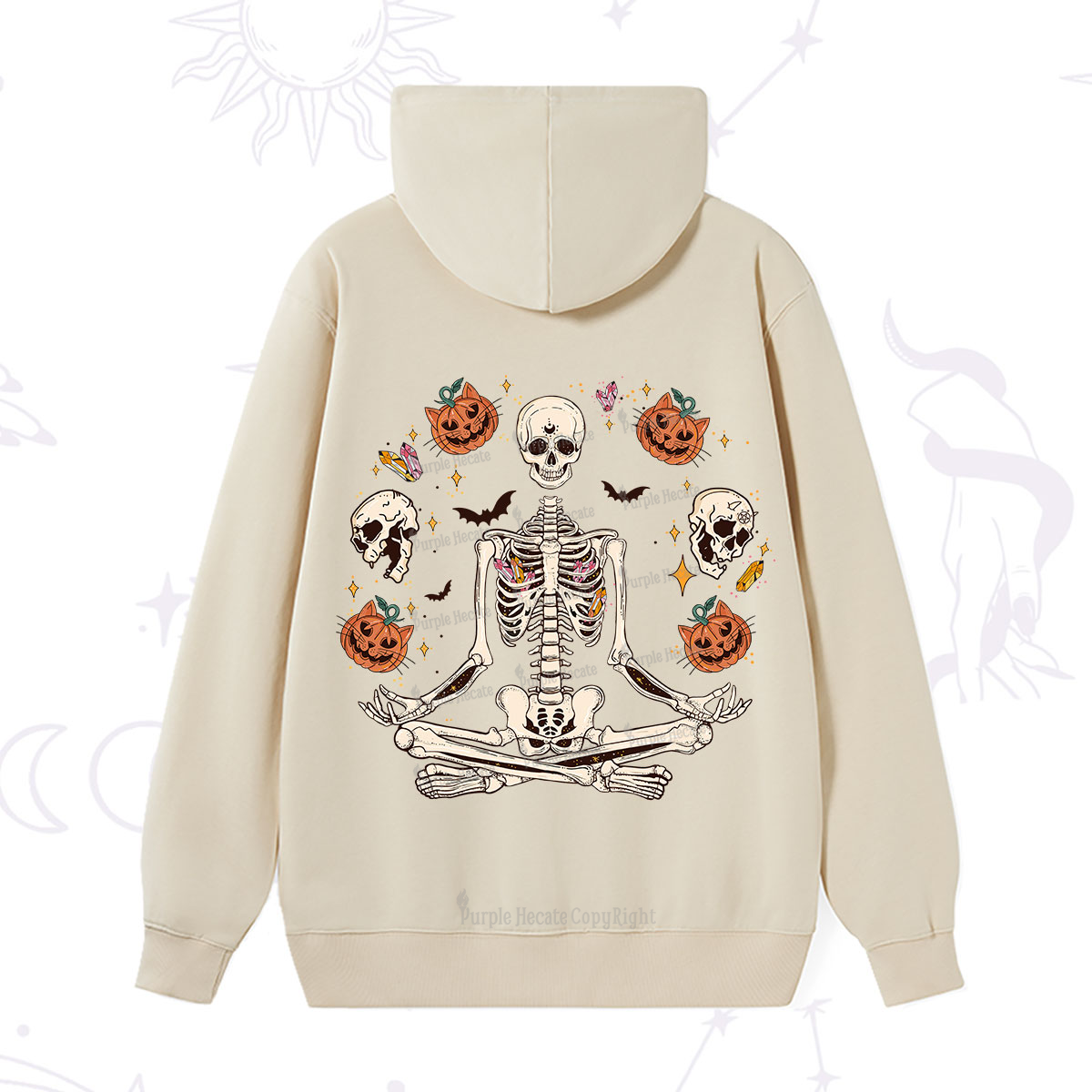 Purplehecate Funny Skeleton Halloween Hoodie
