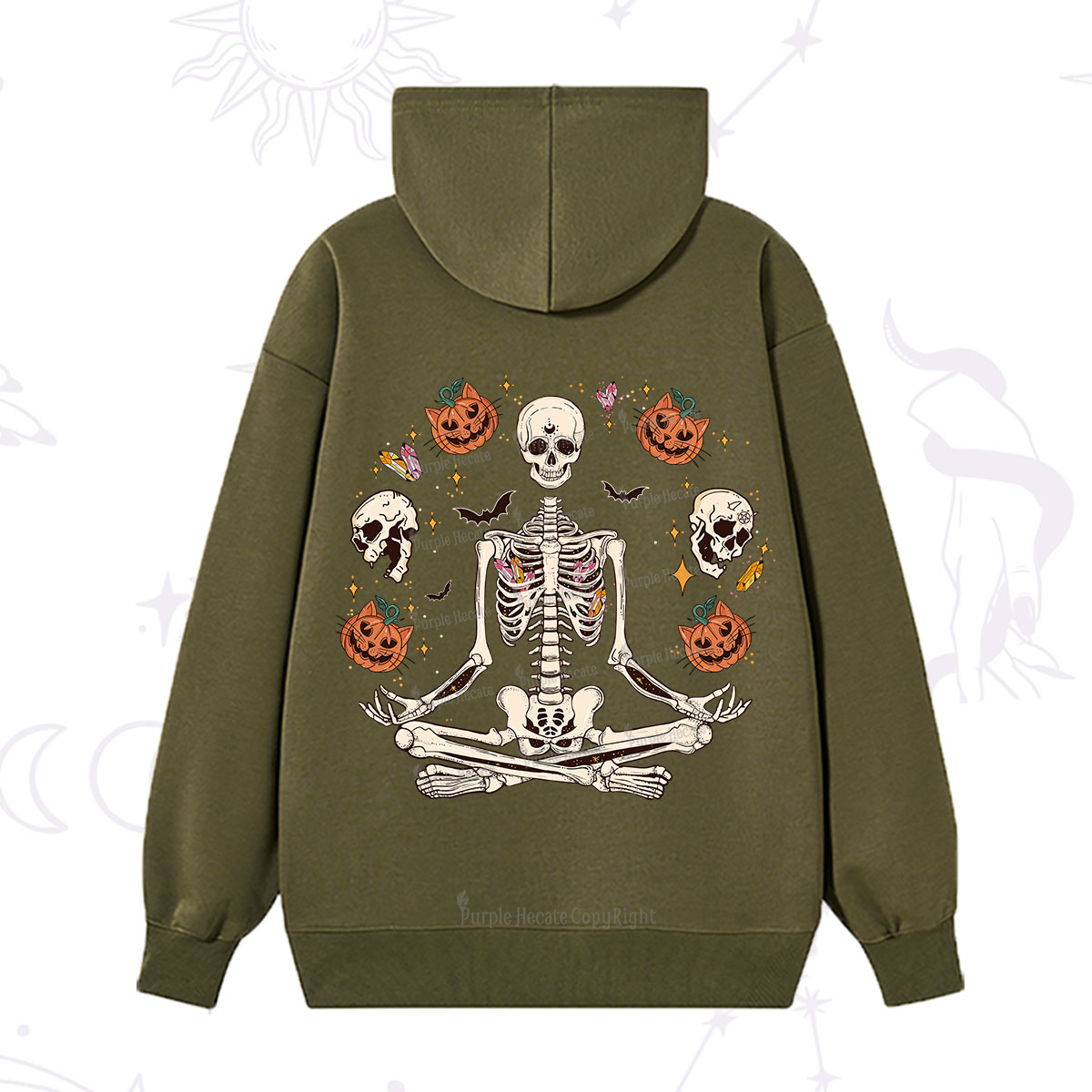 Purplehecate Funny Skeleton Halloween Hoodie