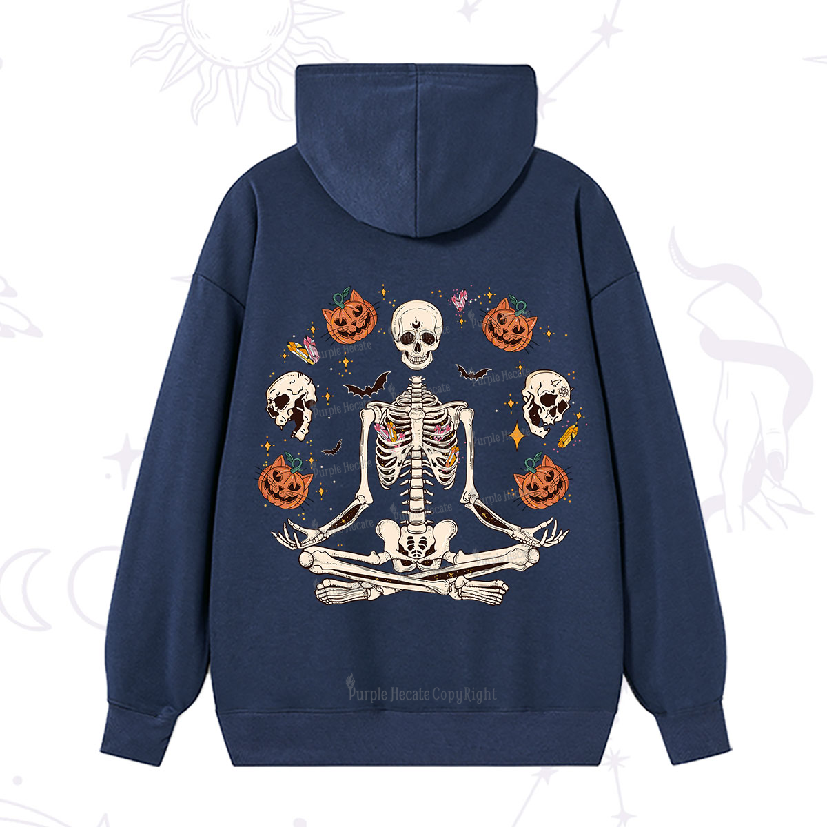 Purplehecate Funny Skeleton Halloween Hoodie