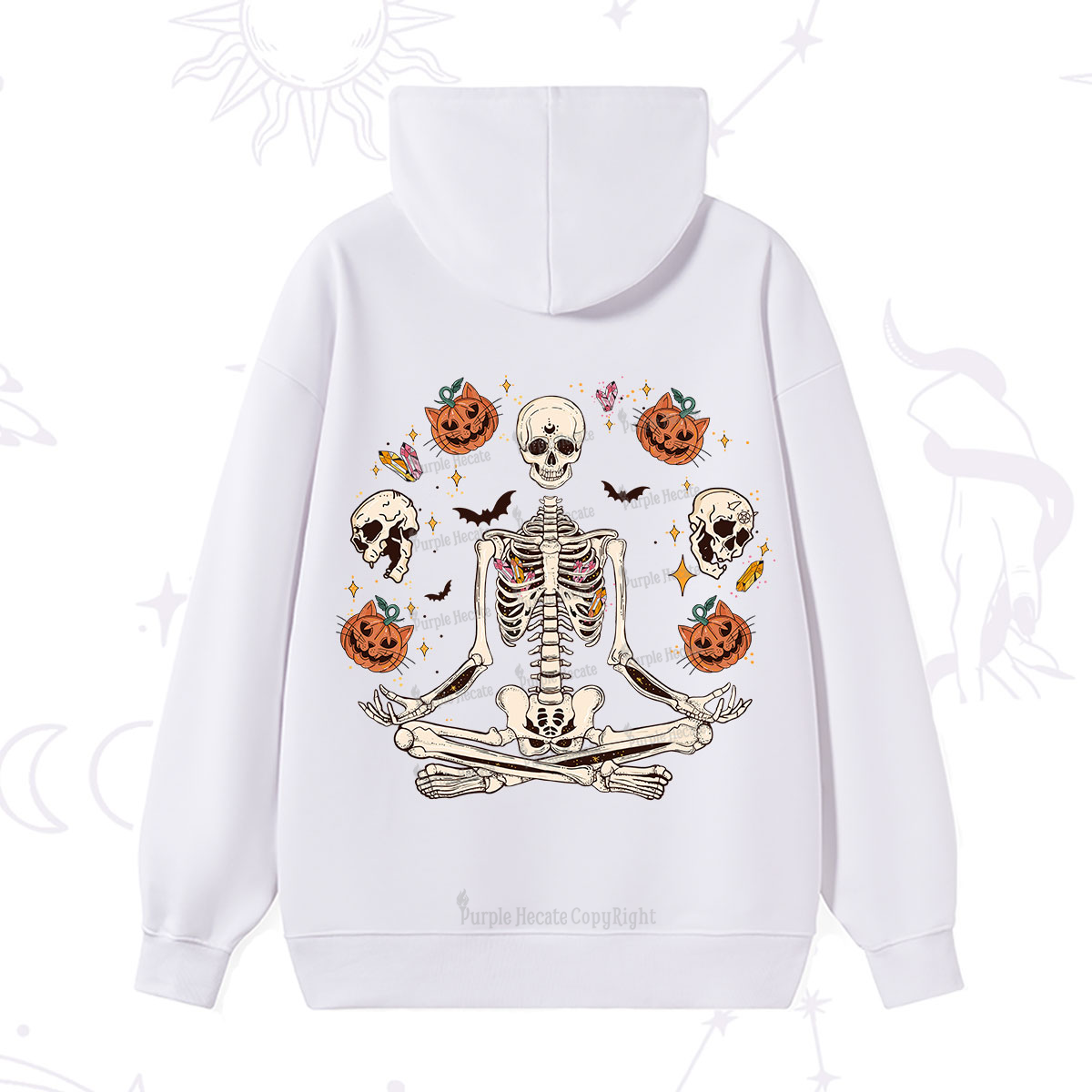 Purplehecate Funny Skeleton Halloween Hoodie
