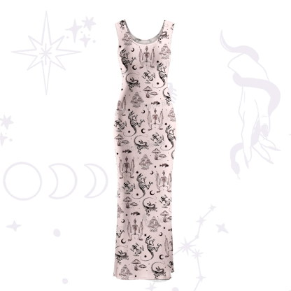 Purplehecate Prehistoric Fantasy Maxi Tank Beachwear Dress