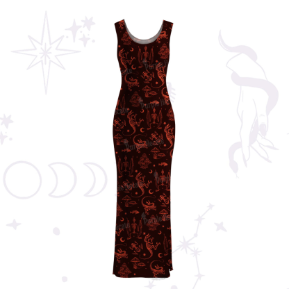 Purplehecate Prehistoric Fantasy Maxi Tank Beachwear Dress