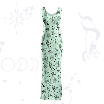 Purplehecate Prehistoric Fantasy Maxi Tank Beachwear Dress