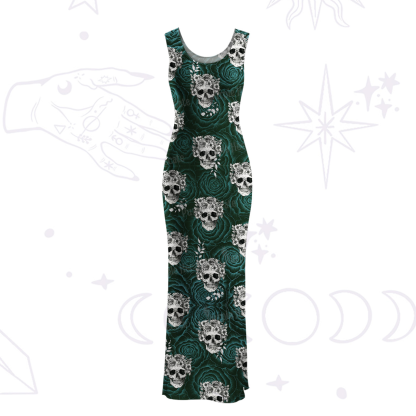 Purplehecate Rose Skull Maxi Tank Beachwear Dress