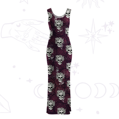 Purplehecate Rose Skull Maxi Tank Beachwear Dress