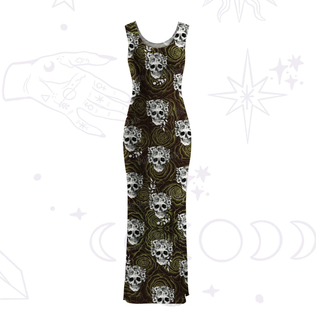 Purplehecate Rose Skull Maxi Tank Beachwear Dress