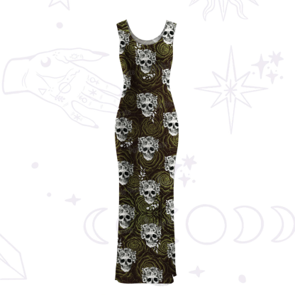 Purplehecate Rose Skull Maxi Tank Beachwear Dress