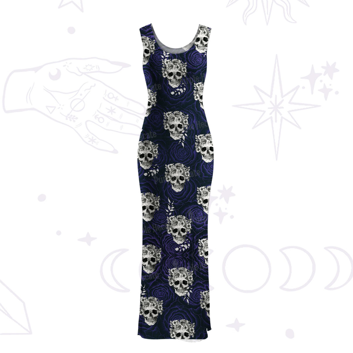 Purplehecate Rose Skull Maxi Tank Beachwear Dress